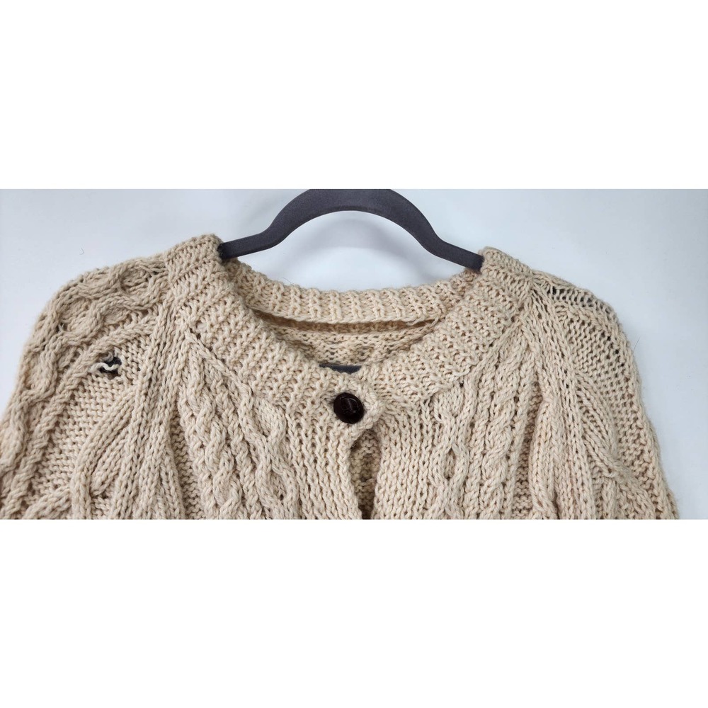 Vintage Cream Wool Sweater Heavy Chunky Knitt Flawed Size‎ Large - Picture 3 of 15